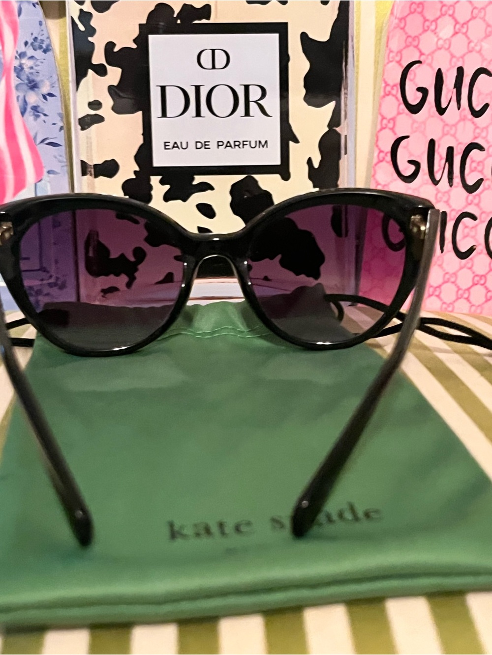 kate spade Black Cat-Eye Sunglasses with Dark Gradient Lenses - Picture 4 of 7
